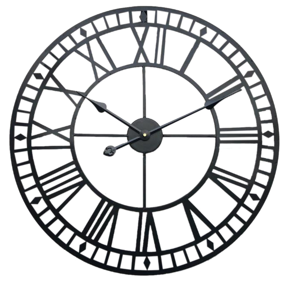 40CM Roman Numerals Metal Skeleton Wall Clock ,Black and White