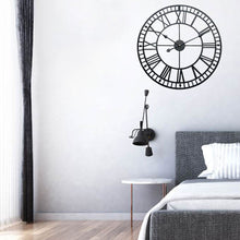 Load image into Gallery viewer, 40CM Roman Numerals Metal Skeleton Wall Clock ,Black and White
