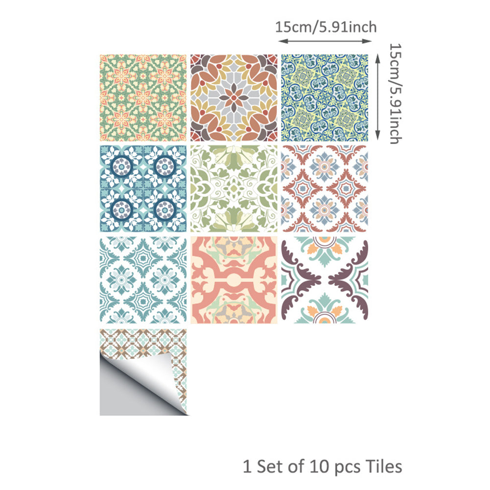 10PCS Moroccan Mix Tiles Self Adhesive Floor Sticker-13 Options！