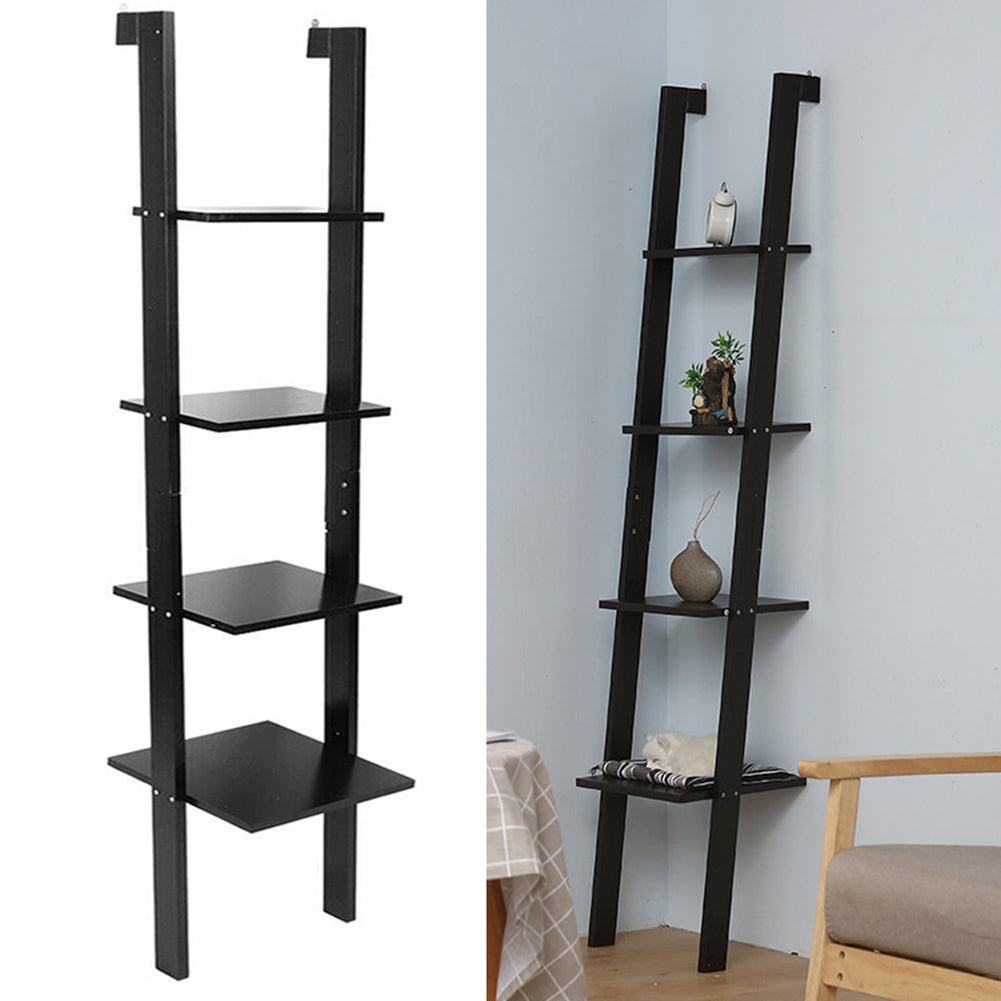 4 Tier Ladder Shelving Display Bookshelf Wall Shelf Storage