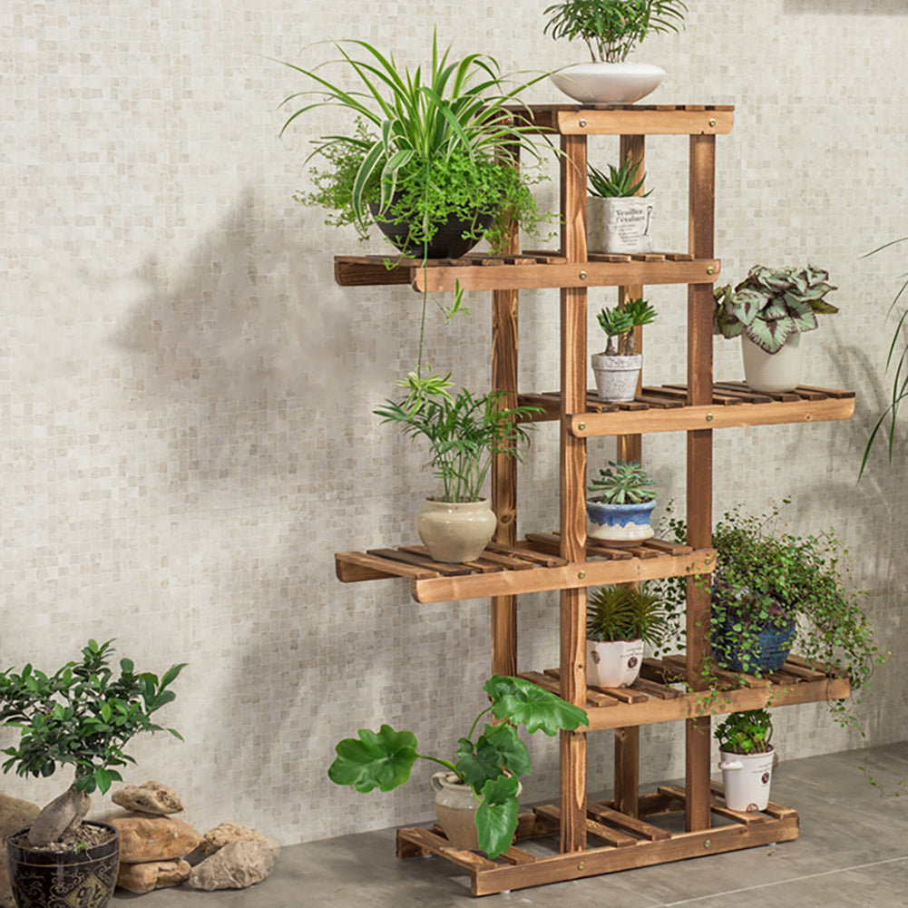 6 Tier Wood Plant Stand Corner Display Shelf Ladder