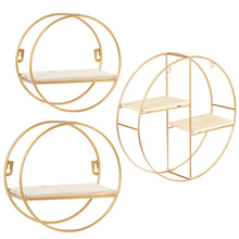 Load image into Gallery viewer, Floating Gold Metal Round Wall Shelf Holder Display Storage Rack
