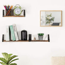 Load image into Gallery viewer, Set of 3 Floating Industrial Wooden Metal Wall Shelf Storage Unit
