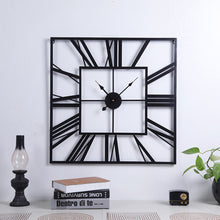 Load image into Gallery viewer, 59CM Metal Roman Numerial Square Wall Clock
