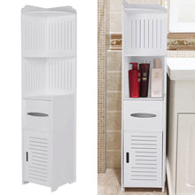 Load image into Gallery viewer, 4 Tier White Bathroom Cabinet Corner Cupboard Storage Shelf
