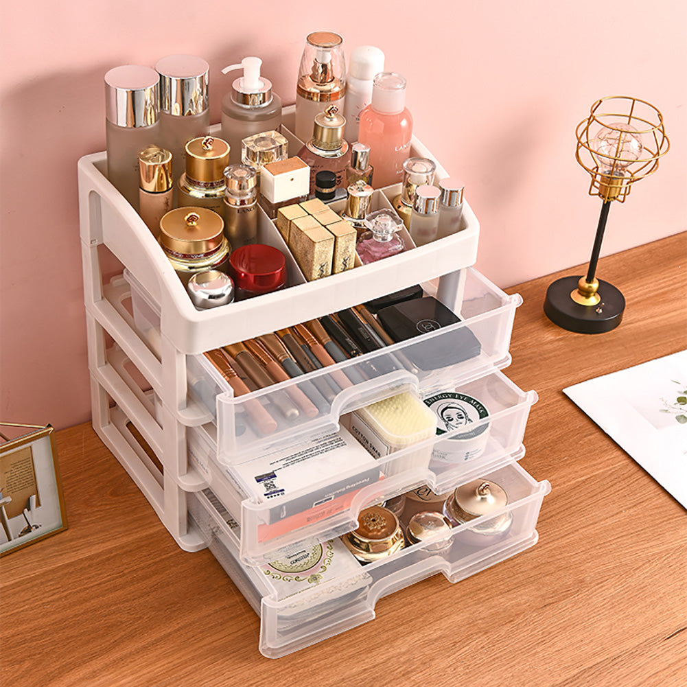 Plastic Makeup Organizer with 3 Drawers