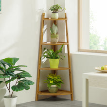 Load image into Gallery viewer, Brown Ladder Bamboo Wood Flower Plant Stand Corner Bookcase Shelf
