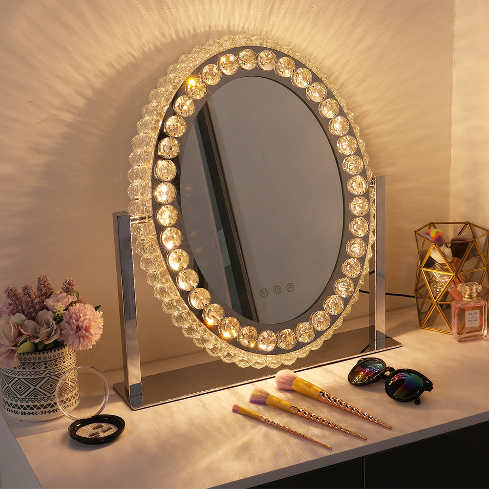 Dimmable Led Light Crystal Hollywood Makeup Mirror