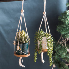Load image into Gallery viewer, Woven Rope Ceramic Pot Wall Hanging Basket With Wooden Pallet
