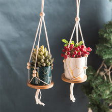 Load image into Gallery viewer, Woven Rope Ceramic Pot Wall Hanging Basket With Wooden Pallet
