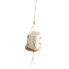 Load image into Gallery viewer, Woven Rope Ceramic Pot Wall Hanging Basket With Wooden Pallet

