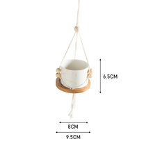 Load image into Gallery viewer, Woven Rope Ceramic Pot Wall Hanging Basket With Wooden Pallet
