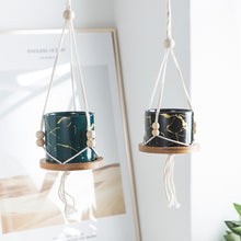 Load image into Gallery viewer, Woven Rope Ceramic Pot Wall Hanging Basket With Wooden Pallet
