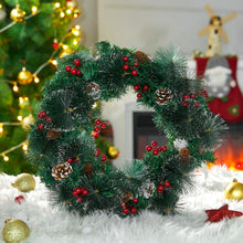 Load image into Gallery viewer, 50cm LED Christmas Wreath Artificial Pine, Pine Cone &amp; Berry Xmas Garland
