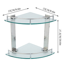 Load image into Gallery viewer, 2 Tier Glass Corner Floating Storage Shelves Tidy Bathroom Shower Organizer Rack
