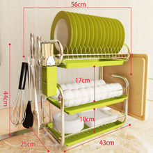 Load image into Gallery viewer, 3 Tier Kitchen Chrome Dish Drainer Cutlery Cup Plates Holder Sink Rack Drip Tray
