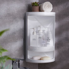 Load image into Gallery viewer, 2 Tier Bathroom Corner Shower Suction Shelf Tidy Wall Storage Basket Kitchen Caddy Rack
