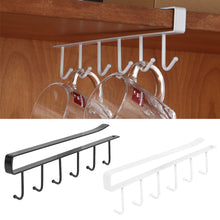 Load image into Gallery viewer, 6 Hooks Metal Under Shelf Mug Cup Kitchen Cupboard Organiser Hanging Rack Holder , Black
