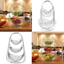 Load image into Gallery viewer, 2 Tiers Swinging Fruit Vegetable Bowl Basket Hanger Stand Storage Holder
