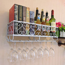 Load image into Gallery viewer, White Wine Rack Wall Mounted Bottle Champagne Glass Holder Bar Accessory
