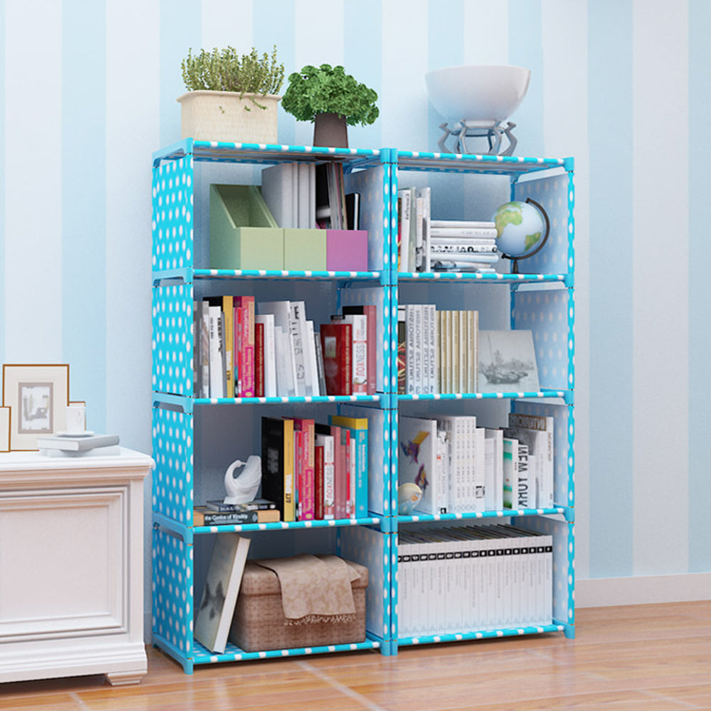 8 Cubes DIY Bookcase Shelving Unit Display Storage Shelf Kid Toy Storage Blue