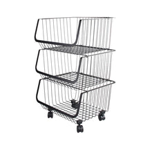 Load image into Gallery viewer, Iron Wire 3 &amp; 4 Tier Fruit Vegetable Basket Storage Unit Stackable Trolley Rack
