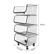 Load image into Gallery viewer, Iron Wire 3 &amp; 4 Tier Fruit Vegetable Basket Storage Unit Stackable Trolley Rack
