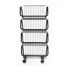 Load image into Gallery viewer, Iron Wire 3 &amp; 4 Tier Fruit Vegetable Basket Storage Unit Stackable Trolley Rack
