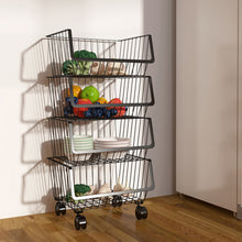 Load image into Gallery viewer, Iron Wire 3 &amp; 4 Tier Fruit Vegetable Basket Storage Unit Stackable Trolley Rack
