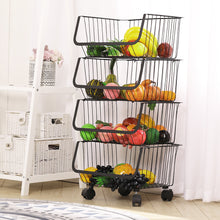 Load image into Gallery viewer, Iron Wire 3 &amp; 4 Tier Fruit Vegetable Basket Storage Unit Stackable Trolley Rack
