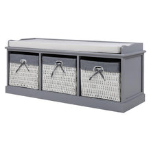 Load image into Gallery viewer, Hallway Bench 3 Baskets Storage Bench With Padded Seat
