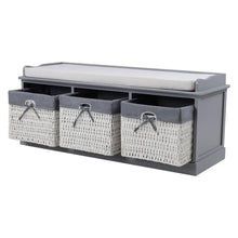 Load image into Gallery viewer, Hallway Bench 3 Baskets Storage Bench With Padded Seat
