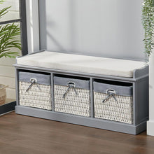 Load image into Gallery viewer, Hallway Bench 3 Baskets Storage Bench With Padded Seat
