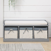 Load image into Gallery viewer, Hallway Bench 3 Baskets Storage Bench With Padded Seat
