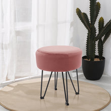 Load image into Gallery viewer, Round Velvet Ottoman Dressing Foot Stool
