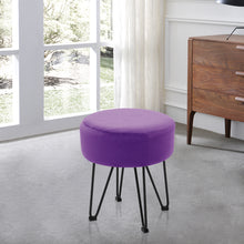 Load image into Gallery viewer, Round Velvet Ottoman Dressing Foot Stool

