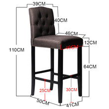 Load image into Gallery viewer, Linen Fabric Upholstered Bar Stools Kitchen High Seat
