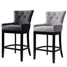 Load image into Gallery viewer, Grey Linen Fabric Upholstered Bar Stools Kitchen Wingback Counter Chairs
