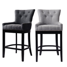 Load image into Gallery viewer, Grey Linen Fabric Upholstered Bar Stools Kitchen Wingback Counter Chairs
