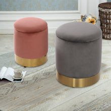 Load image into Gallery viewer, Storage Vanity Stool Round Ottoman Footrest Seat
