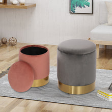 Load image into Gallery viewer, Storage Vanity Stool Round Ottoman Footrest Seat
