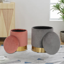 Load image into Gallery viewer, Storage Vanity Stool Round Ottoman Footrest Seat
