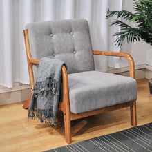 Load image into Gallery viewer, Retro Solid Wooden Frame Upholstered Tufted Armchair Button Accent Chair Sofa
