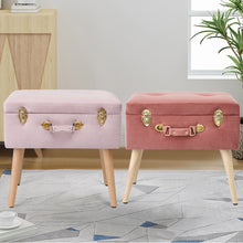 Load image into Gallery viewer, Velvet Storage Ottoman Footstool  - 2 colors!
