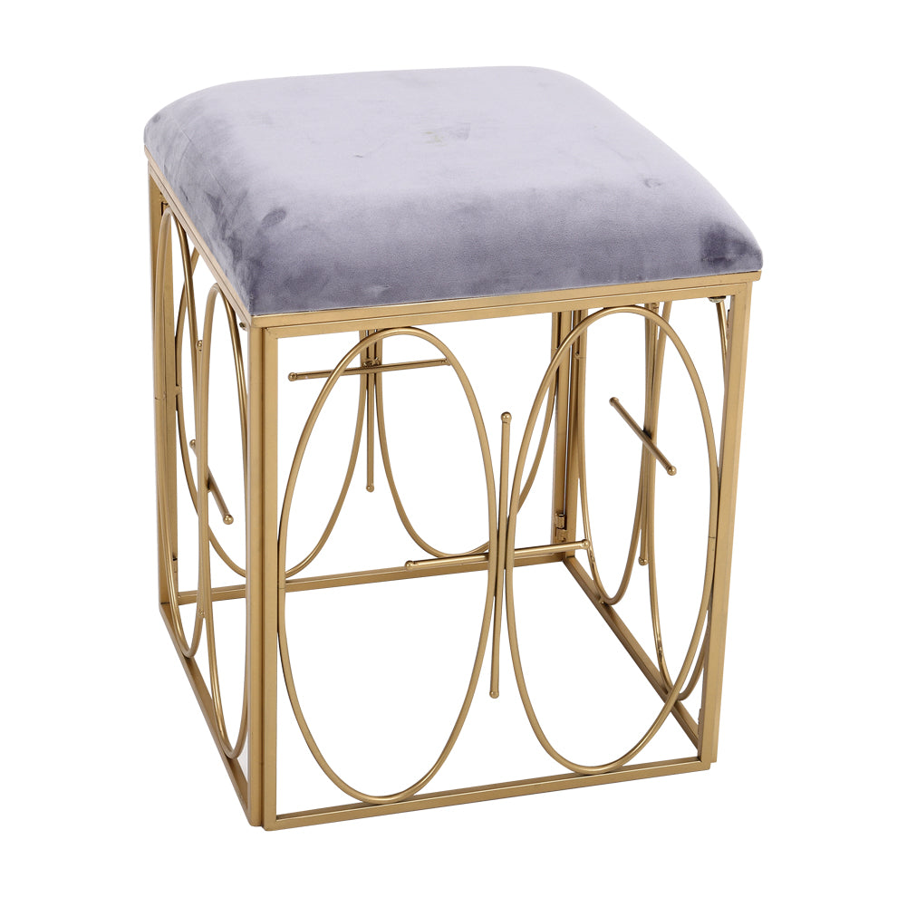 Vevelt Metal Dressing Vanity Stool -  Grey！