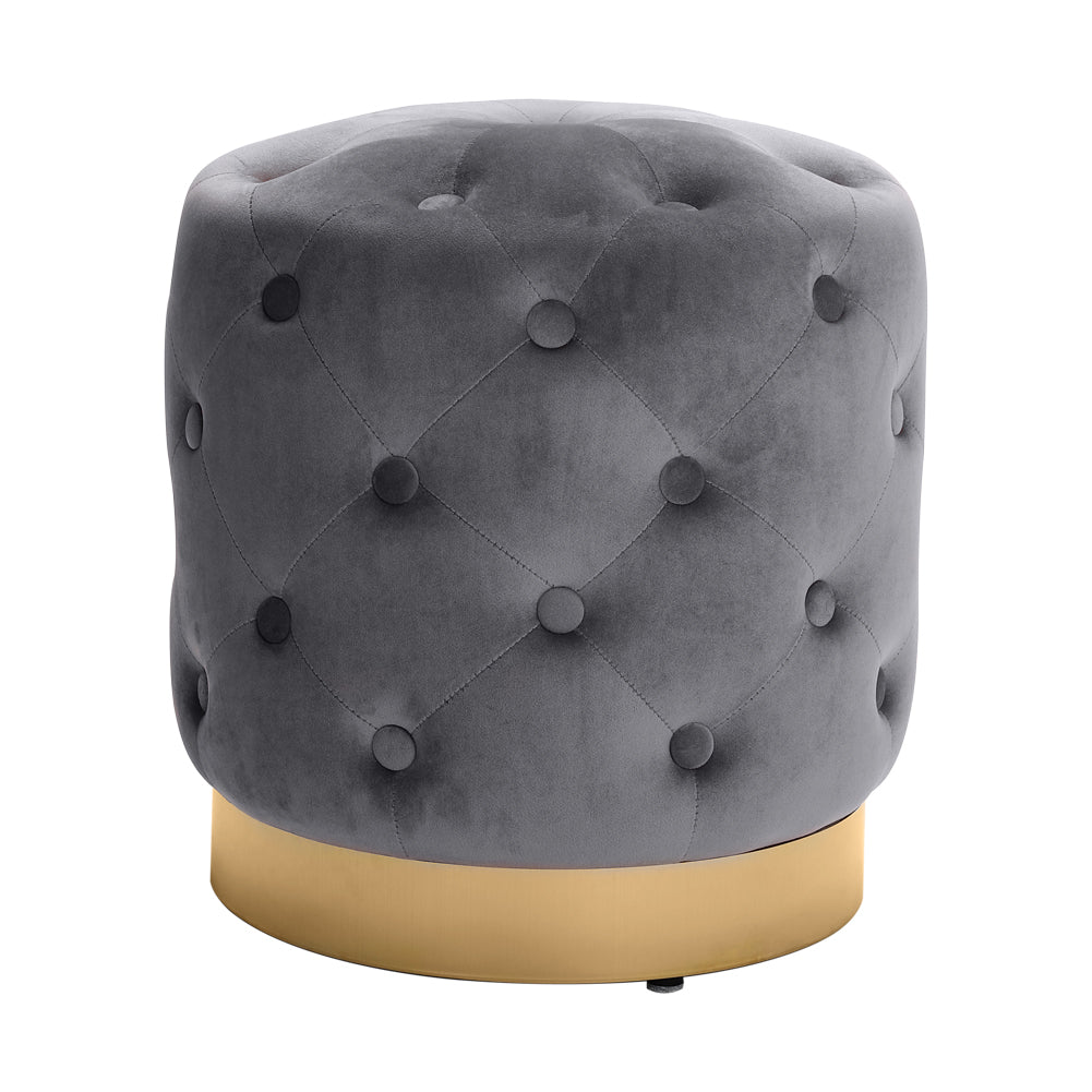 Velvet Round Ottoman Footstool