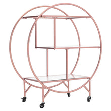 Load image into Gallery viewer, 3 Tiers Rolling Trolley Metal Frame Glass Shelf Rack Wine Drink Kitchen Cart
