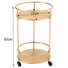 Load image into Gallery viewer, 2 Tier Metal Rolling Trolley Cart Drinks Food Wine Tea Serving Tray Display
