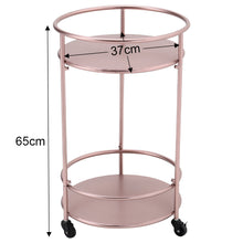 Load image into Gallery viewer, 2 Tier Metal Rolling Trolley Cart Drinks Food Wine Tea Serving Tray Display
