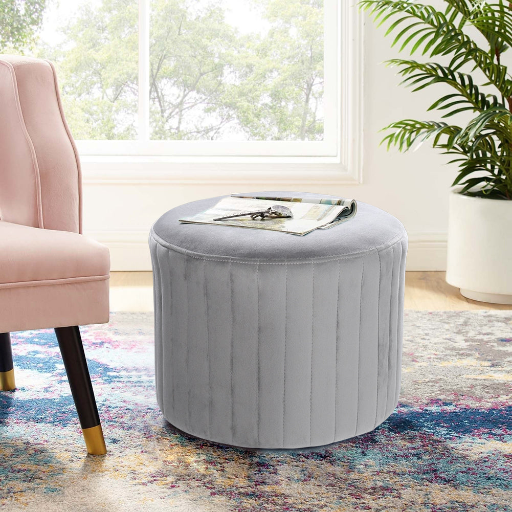 Round Velvet Bedroom Stool Chair Dressing Table Ottoman Living Room Home Furniture